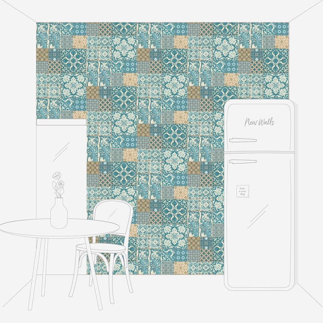 Flīžu un mozaīkas dizaina tapetes - zaļos toņos AS 369233 AS Creation