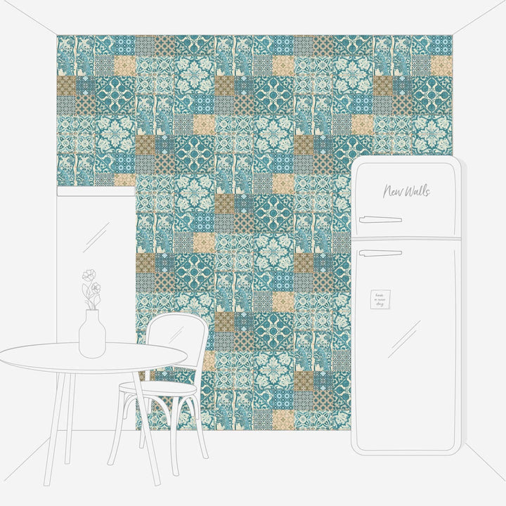 Flīžu un mozaīkas dizaina tapetes - zaļos toņos AS 369233 AS Creation