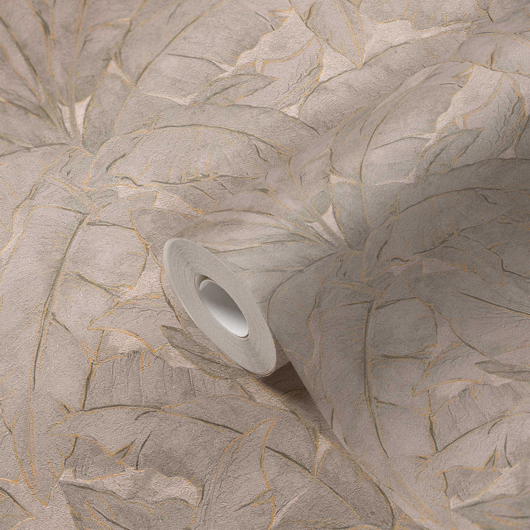 Bēšas džungļu tapetes ar zelta kontūru AS 369275 AS Creation