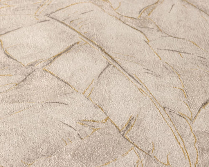 Bēšas džungļu tapetes ar zelta kontūru AS 369275 AS Creation