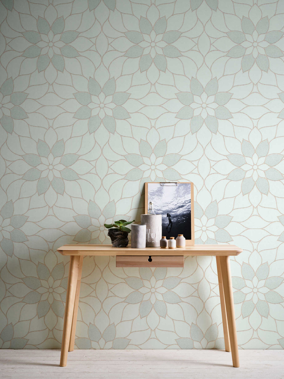 Modernas tapetes ar ziedu motīviem AS Creation 3617-14 zaļas AS Creation