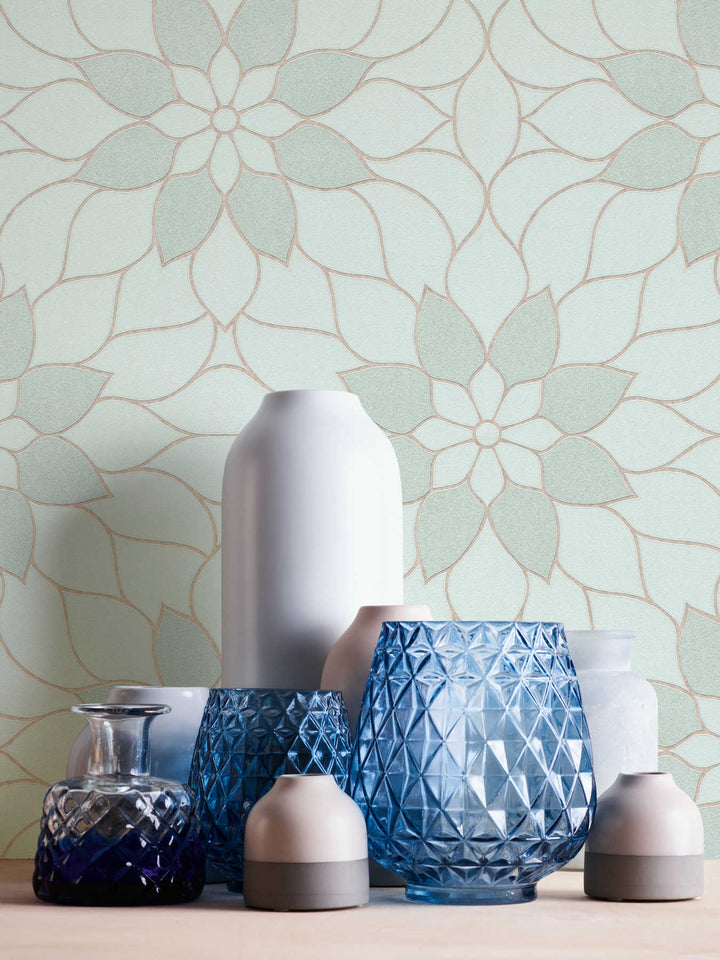 Modernas tapetes ar ziedu motīviem AS Creation 3617-14 zaļas AS Creation