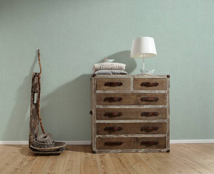 Tapetes ar tekstila rakstu zaļā krāsā AS Creation 363783 AS Creation