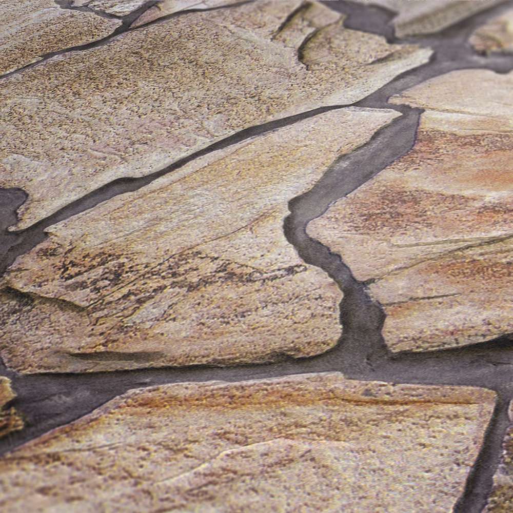 Tapetes ar akmens imitāciju AS Creation 92731-6 brūnā krāsā AS Creation