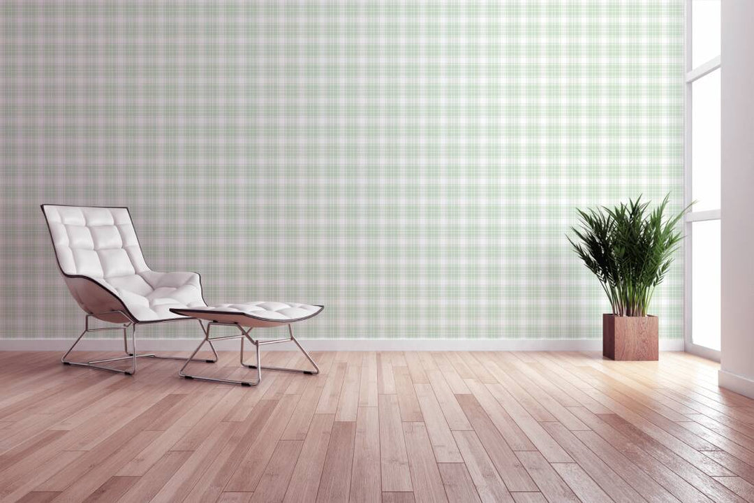 Tapetes bērnu istaba ar tartana rakstu – zaļos toņos, 381222, Bez PVC 🌿 AS Creation