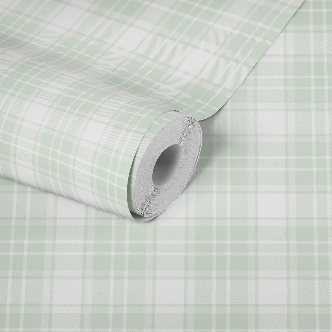 Tapetes bērnu istaba ar tartana rakstu – zaļos toņos, 381222, Bez PVC 🌿 AS Creation