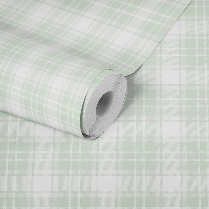 Tapetes bērnu istaba ar tartana rakstu – zaļos toņos, 381222, Bez PVC 🌿 AS Creation