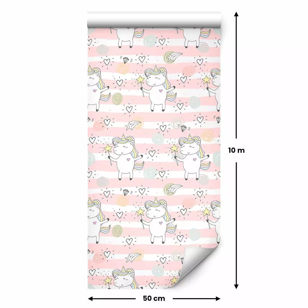 Tapetes bērnu istabai - Smaidošs vienradzis rozā toņos - 0,5x10m G ART