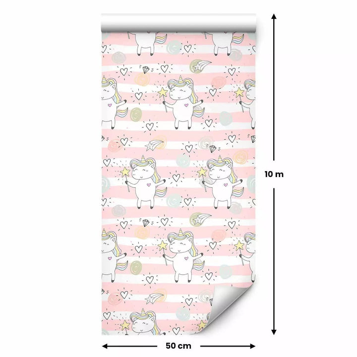 Tapetes bērnu istabai - Smaidošs vienradzis rozā toņos - 0,5x10m G ART