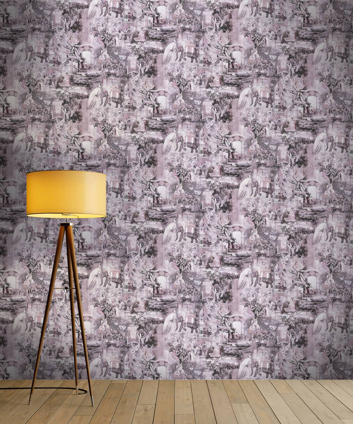 Tapetes Indijas stilā ar vintāžas rakstu - rozā, pelēka - 1351443 AS Creation