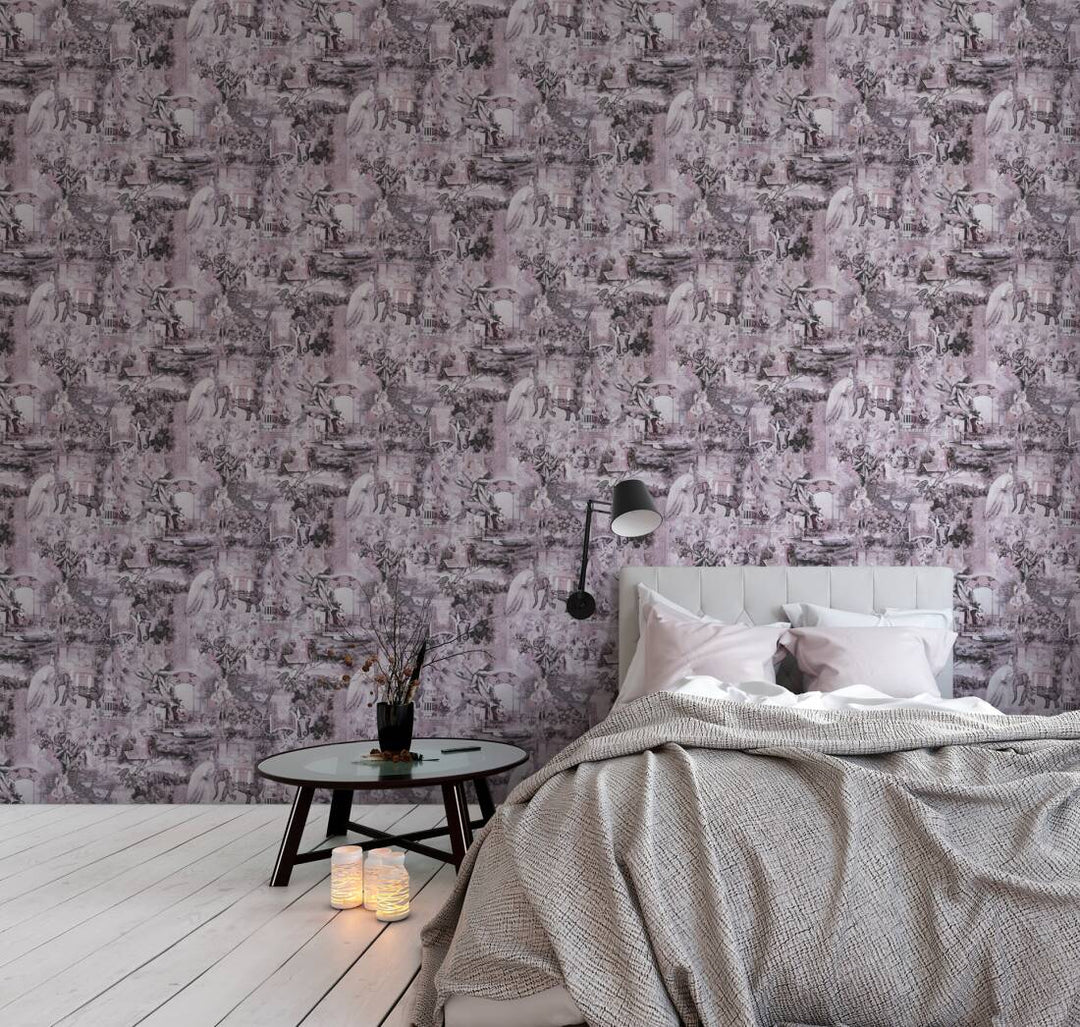 Tapetes Indijas stilā ar vintāžas rakstu - rozā, pelēka - 1351443 AS Creation