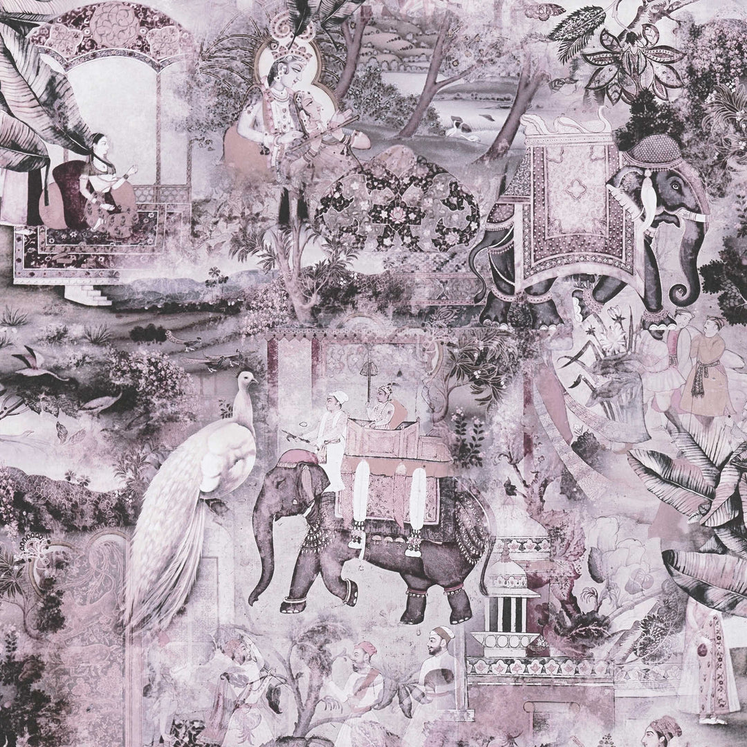 Tapetes Indijas stilā ar vintāžas rakstu - rozā, pelēka - 1351443 AS Creation