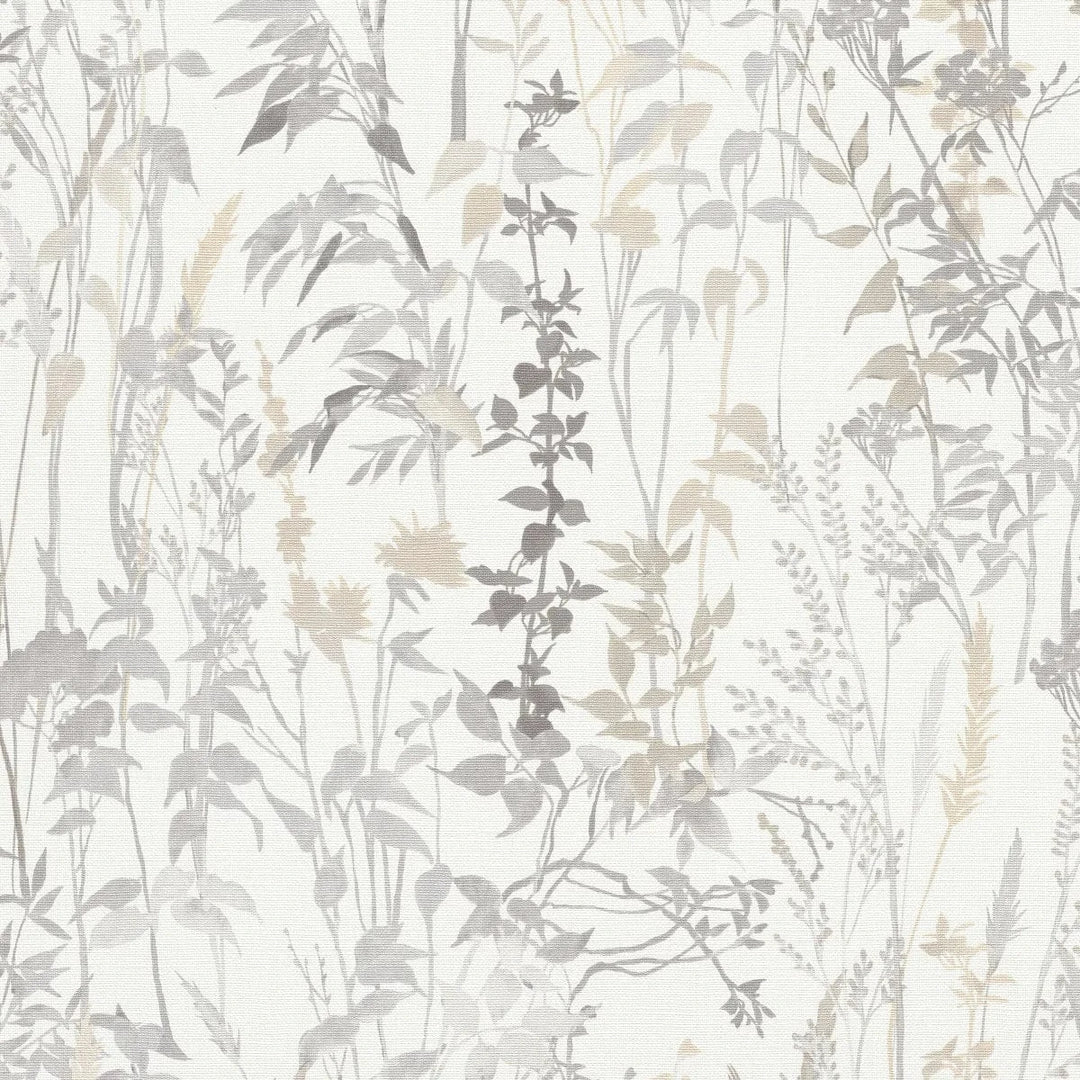 Smalkas lapu un zāles lauku stila tapetes gaišos toņos   Tapetenshop.lv