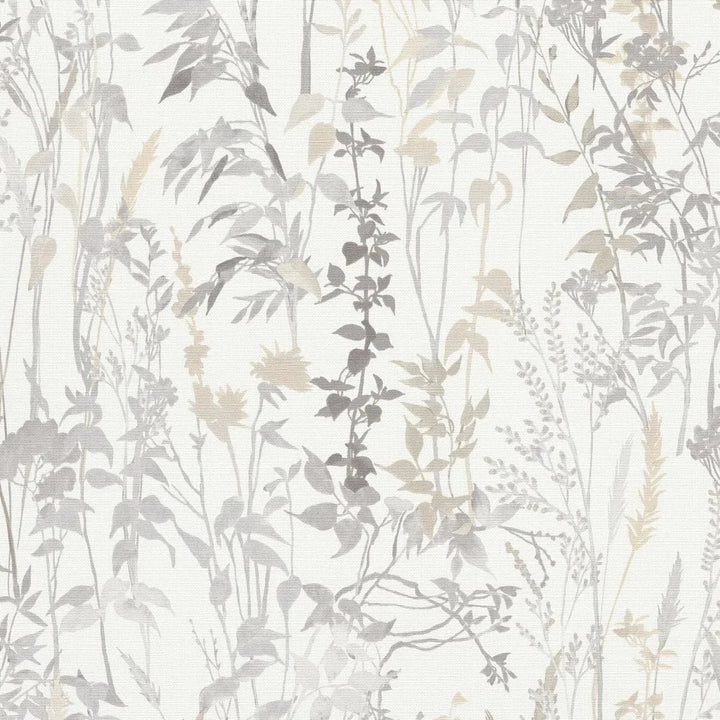 Smalkas lapu un zāles lauku stila tapetes gaišos toņos   Tapetenshop.lv