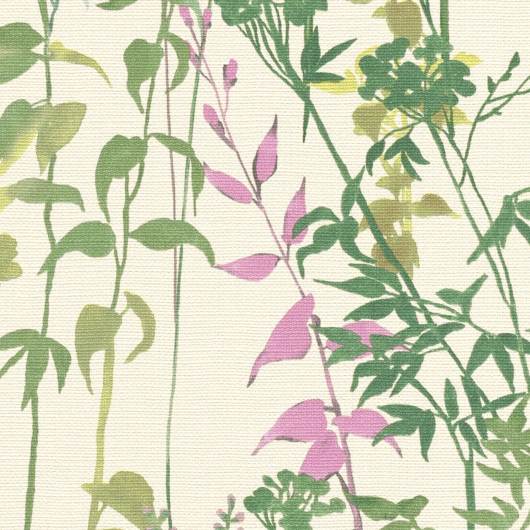 Lauku stila tapetes ar lapām un zāli krēmzaļos toņos   Tapetenshop.lv