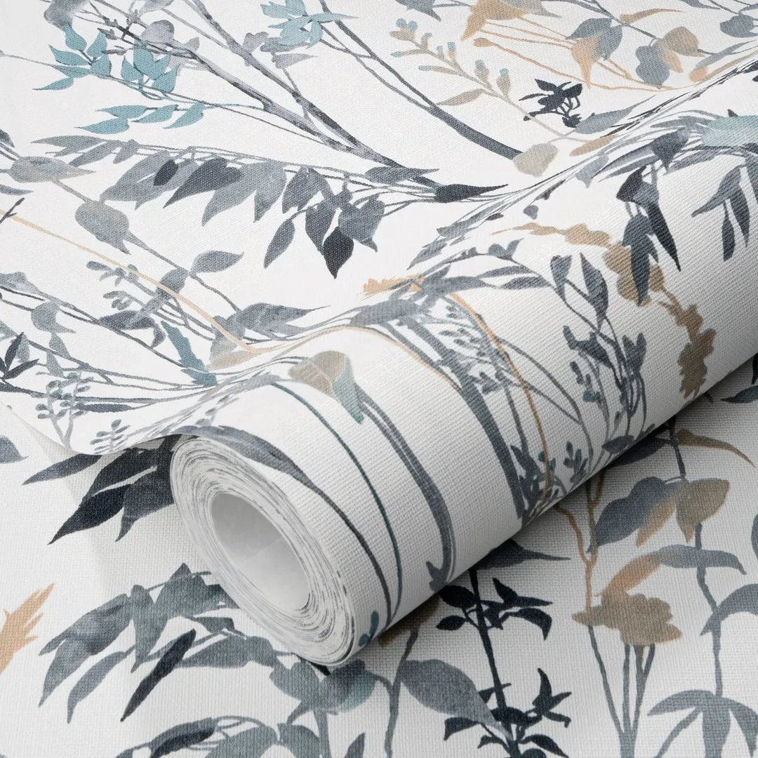 Lauku stila tapetes ar lapu motīvu uz balta fona   Tapetenshop.lv