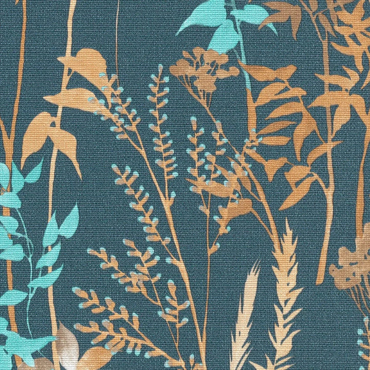 Lauku stila tapetes ar lapu rakstu uz tumši zila fona   Tapetenshop.lv