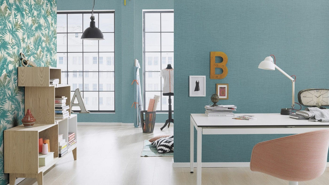 Tapetes RASCH ar auduma tekstūru zilā krāsā - 2530071 RASCH