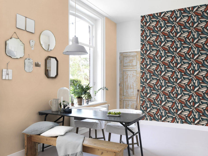 Tapetes RASCH bēšos toņos ar tekstila faktūru - viesistabai RASCH