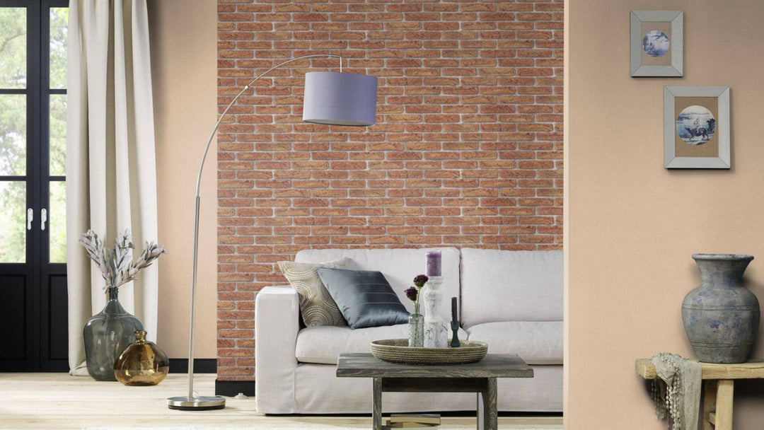 Tapetes RASCH bēšos toņos ar tekstila faktūru - viesistabai RASCH