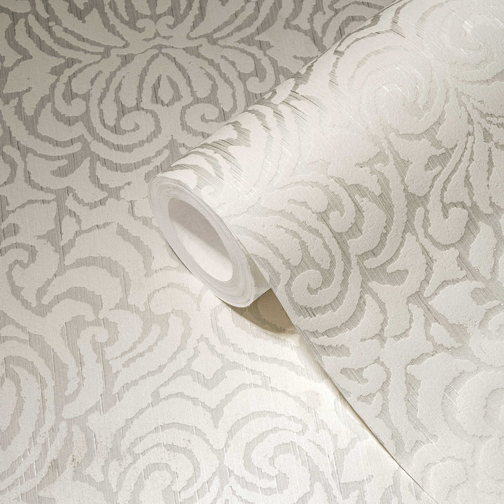 Tekstila tapetes ar ornamentu vintāžas stilā - krēmkrāsā, 961935 AS Creation
