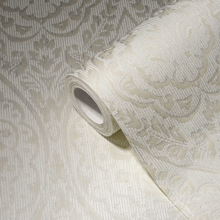 Tekstila tapetes ar ornamentu koloniālā stilā, gaišos toņos, 961954 AS Creation