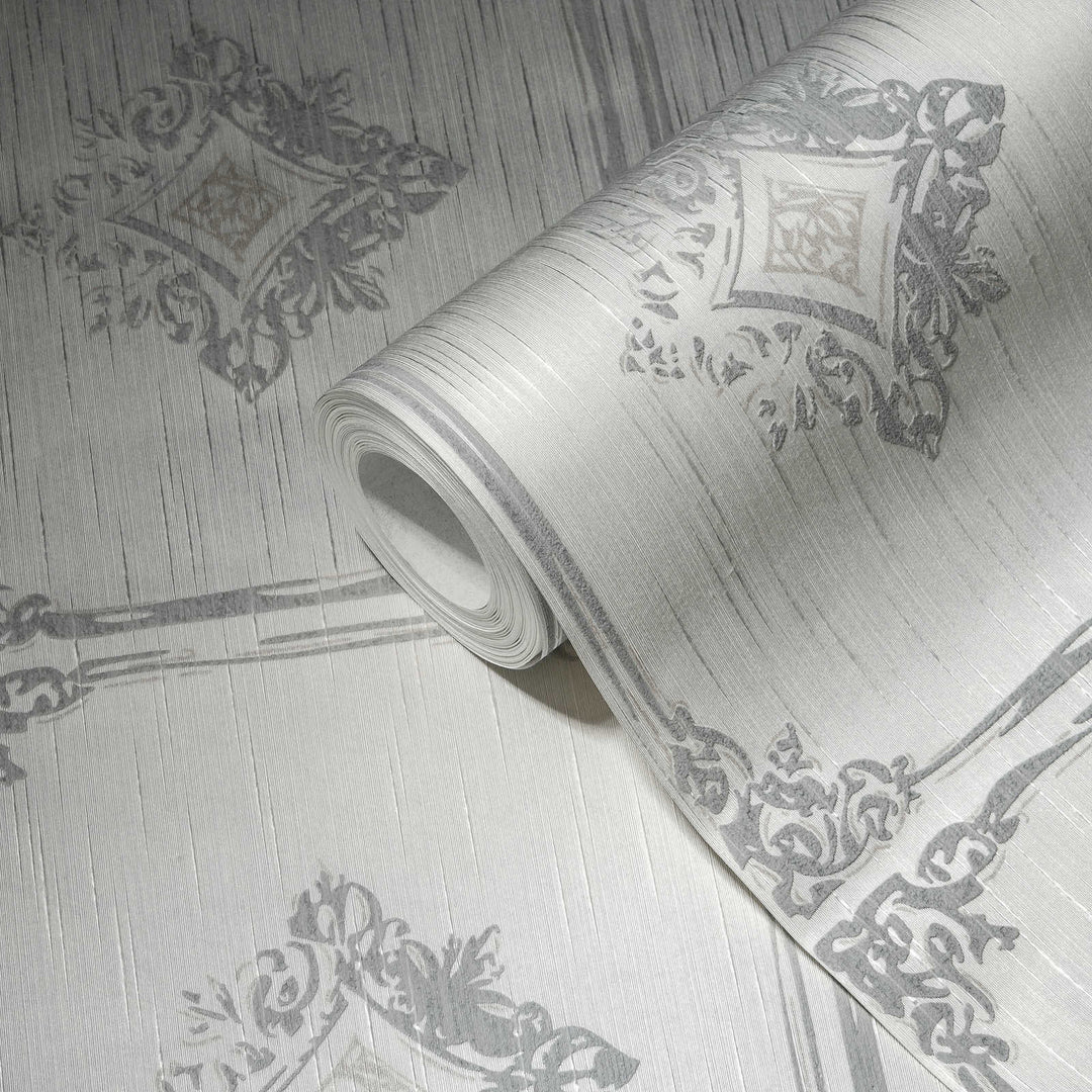 Klasiskas tekstila tapetes AS Creation 96199-1 baltā krāsā AS Creation