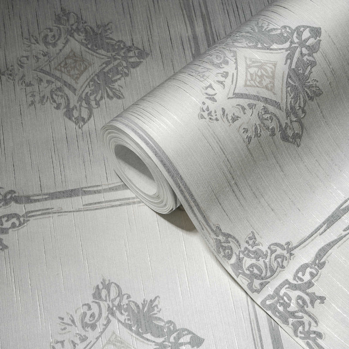 Klasiskas tekstila tapetes AS Creation 96199-1 baltā krāsā AS Creation