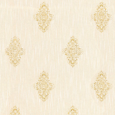 Tekstila tapetes ar klasisku ornamentu, zelts uz bēša AS Creation