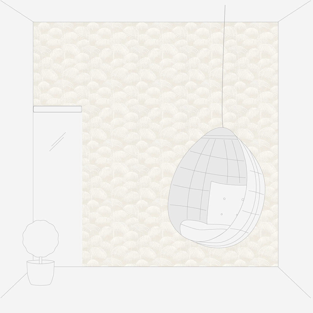 Tekstila tapetes ar papardēm un 3D struktūru - krēma krāsā, 961981 AS Creation