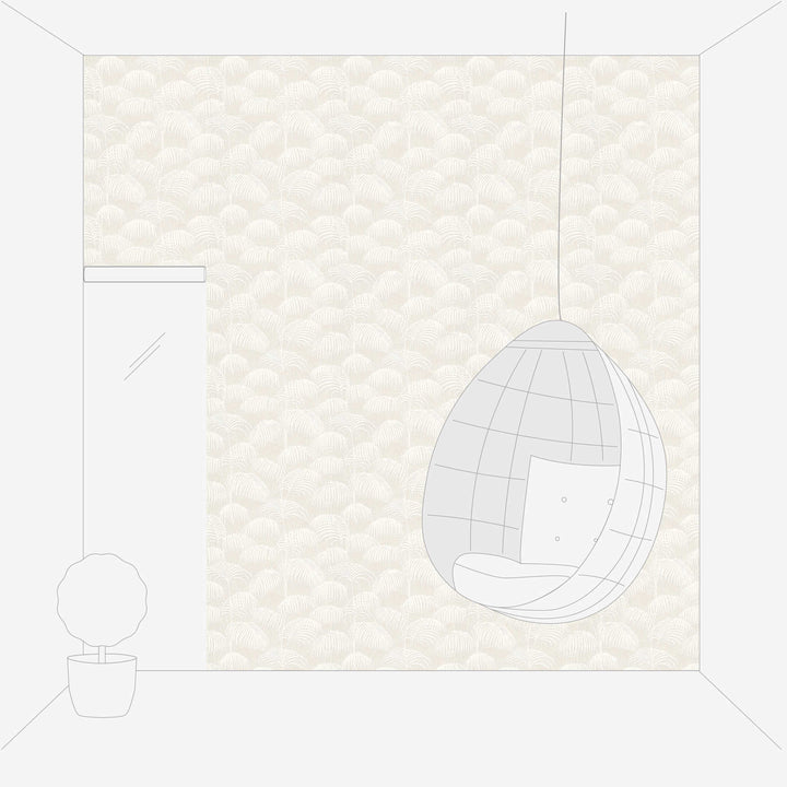 Tekstila tapetes ar papardēm un 3D struktūru - krēma krāsā, 961981 AS Creation