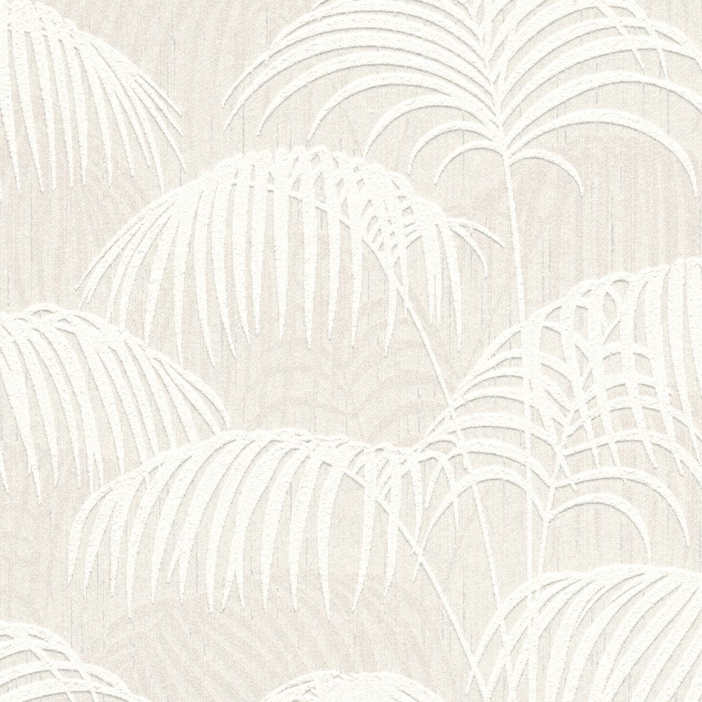 Tekstila tapetes ar papardēm un 3D struktūru - krēma krāsā, 961981 AS Creation