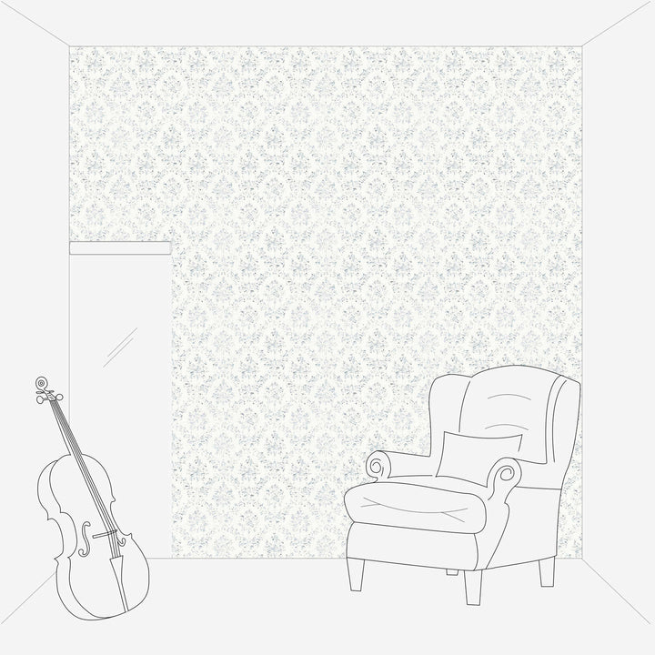 Tekstila tapetes barokā stilā – baltā, sudrabā krāsā - 306621 AS Creation