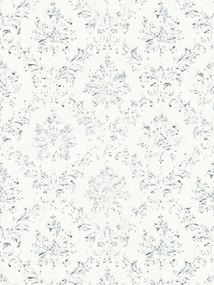 Tekstila tapetes barokā stilā – baltā, sudrabā krāsā - 306621 AS Creation