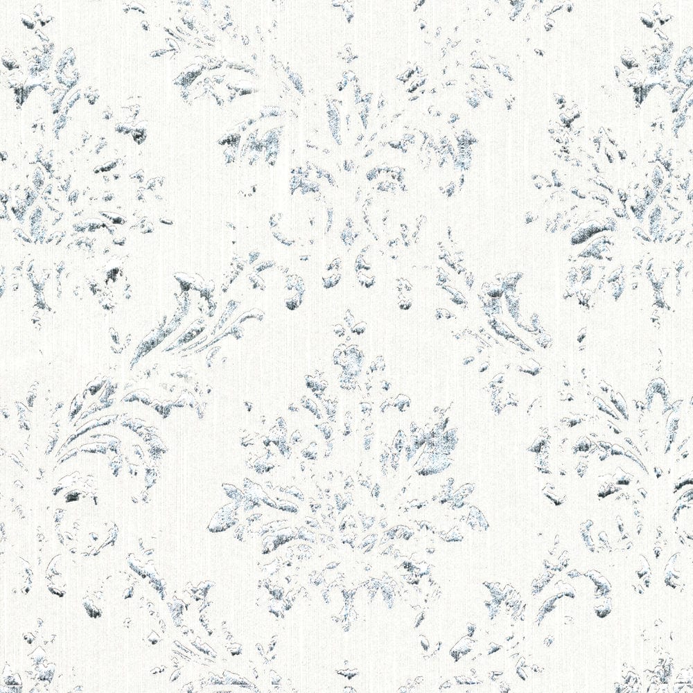 Tekstila tapetes barokā stilā – baltā, sudrabā krāsā - 306621 AS Creation