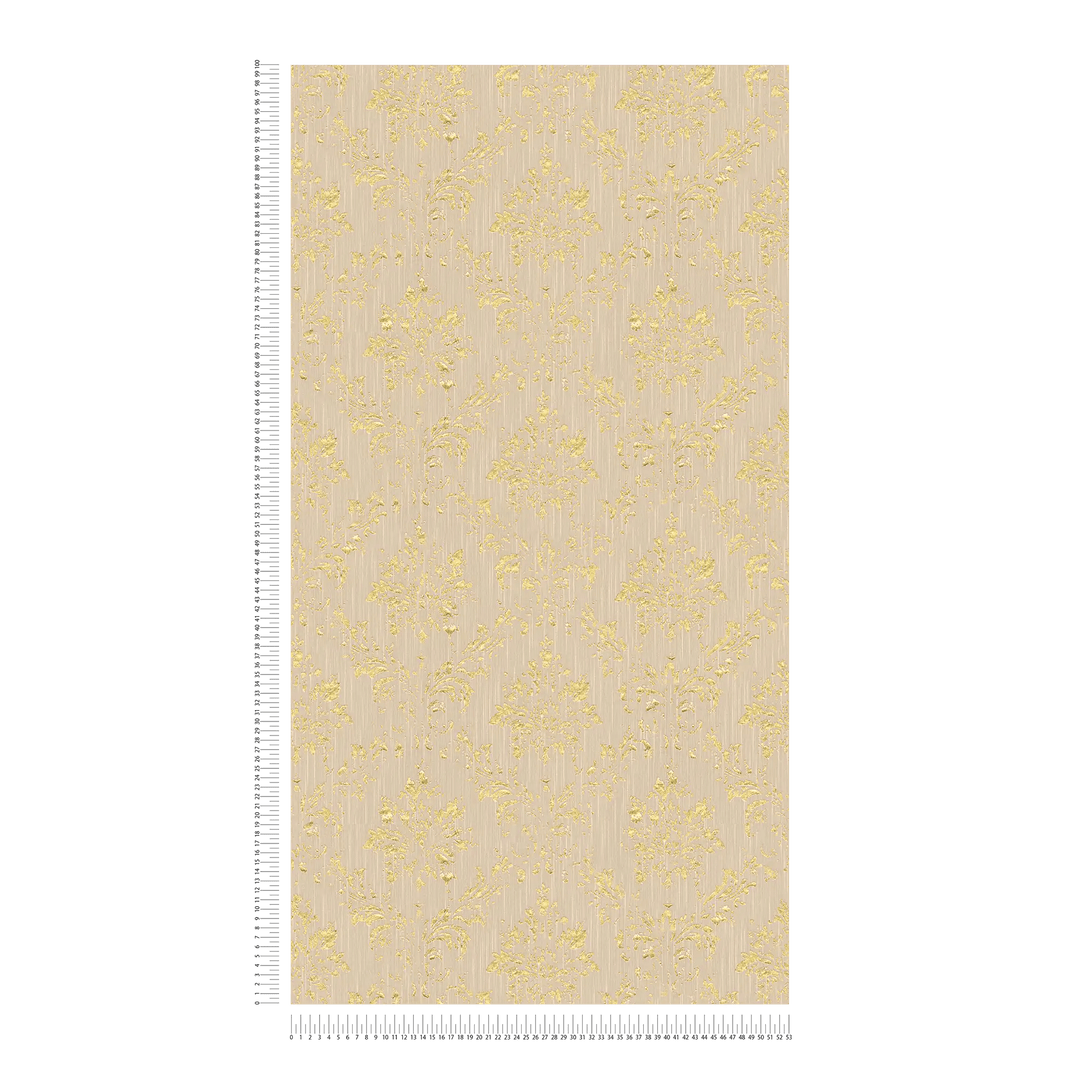 Tekstila tapetes barokā stilā – bēšā un zeltā krāsā, 306624 AS Creation