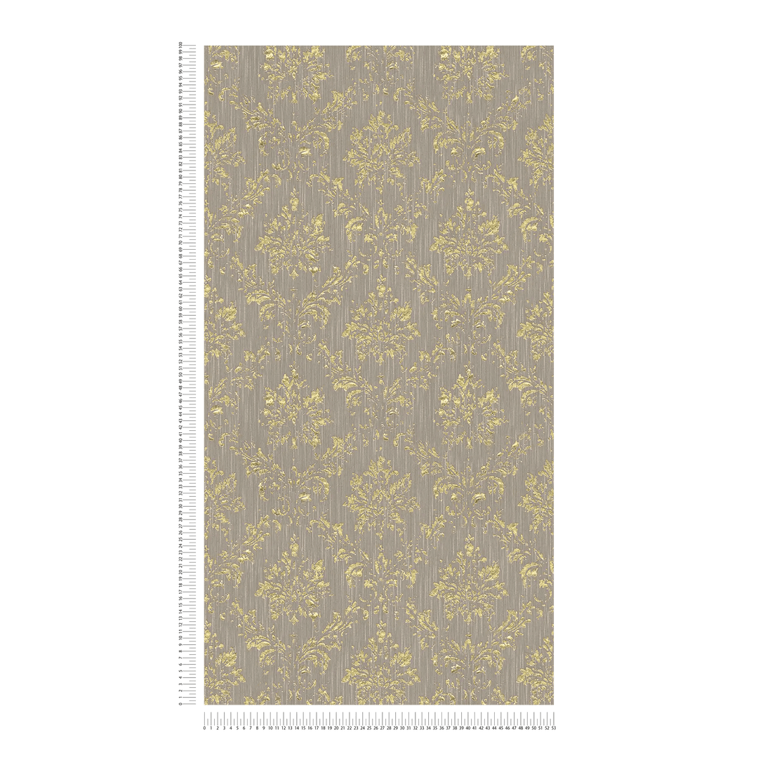 Tekstila tapetes barokā stilā – taupe un zeltā krāsā, 306625 AS Creation