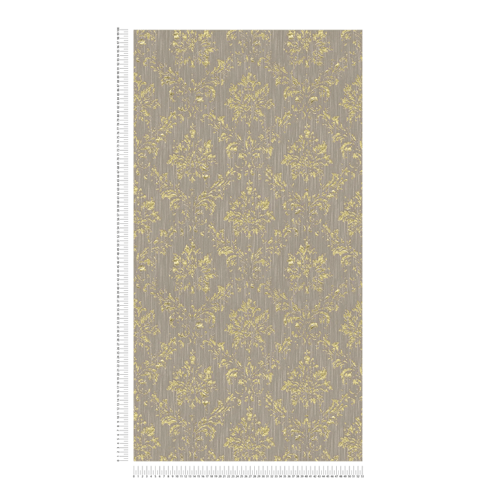 Tekstila tapetes barokā stilā – taupe un zeltā krāsā, 306625 AS Creation