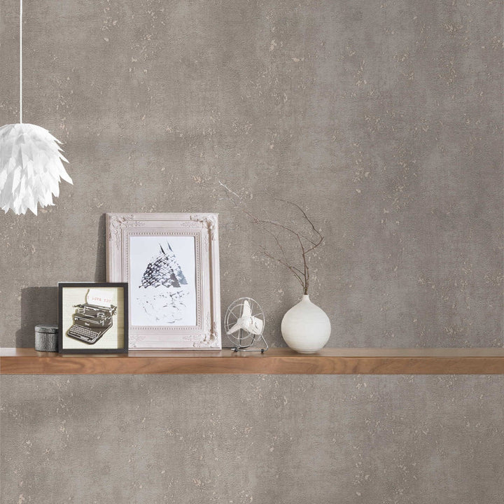 381953 Teksturētas tapetes ar apmetuma izskatu, brūnas AS 381953 Tapetenshop.lv