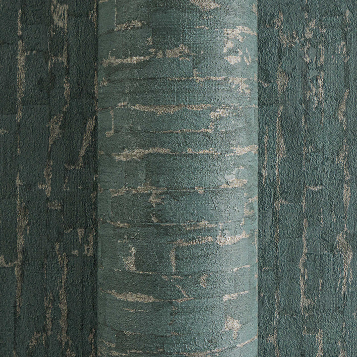 Tumšas un smalkas tapetes ar austu izskatu un vieglu faktūru, zaļā/zeltā - 786664 AS Creation