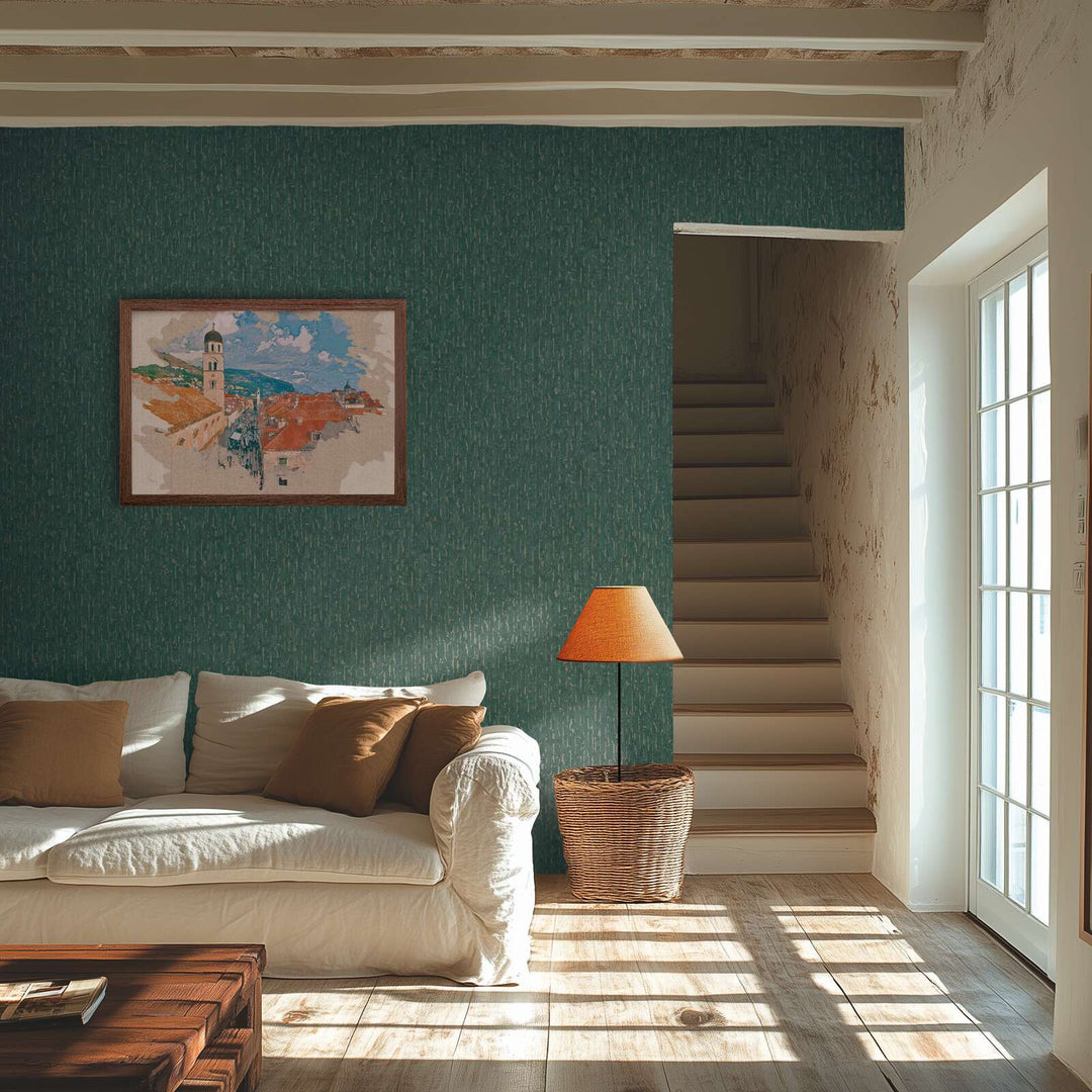 Tumšas un smalkas tapetes ar austu izskatu un vieglu faktūru, zaļā/zeltā - 786664 AS Creation