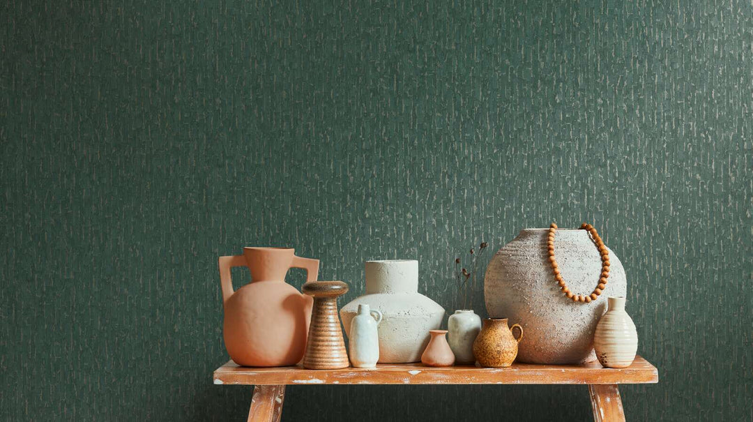 Tumšas un smalkas tapetes ar austu izskatu un vieglu faktūru, zaļā/zeltā - 786664 AS Creation