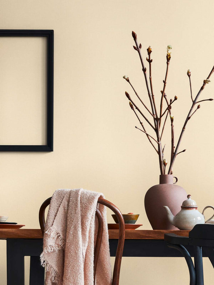 Vienkrāsainas flizelīna tapetes ar lina tekstūru: bēšā krāsā, 389022 AS Creation