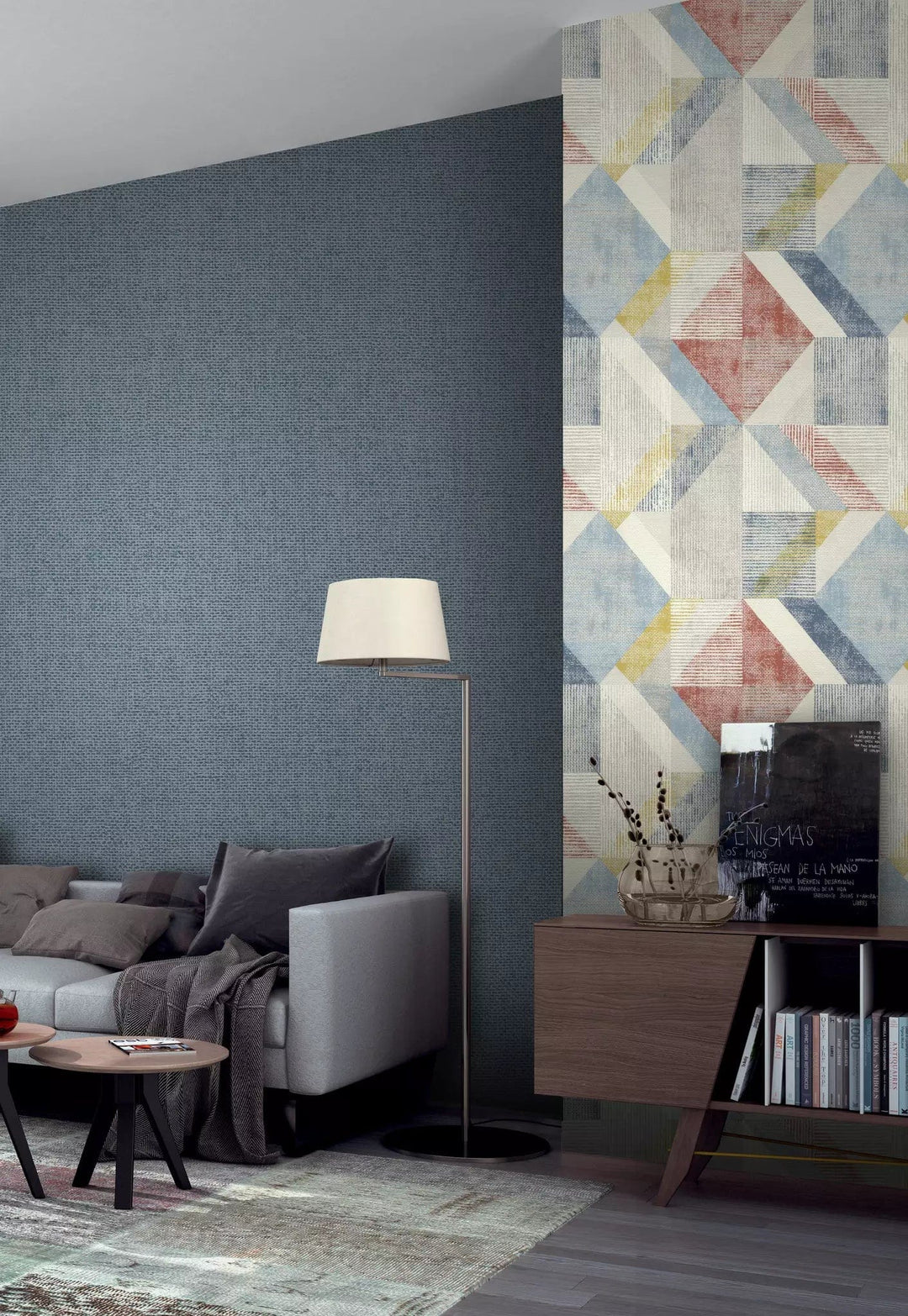 Vienkrāsainas matētas tapetes RASCH, tumši zilā krāsā, 312188 RASCH