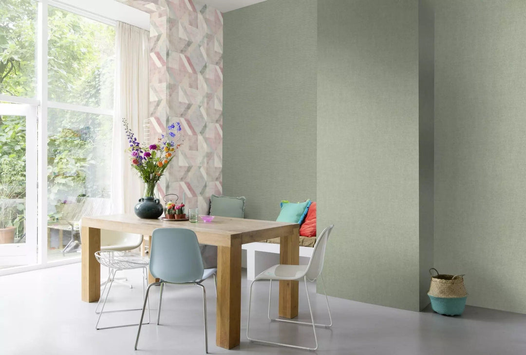 Vienkrāsainas matētas tapetes RASCH, zaļā krāsā, 312218 RASCH