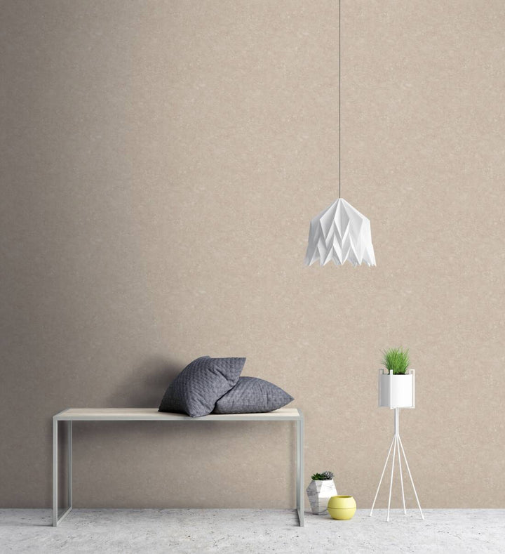 Vienkrāsainas tapete ar dekoratīva apmetuma rakstu, bēšas, 377451 AS Creation