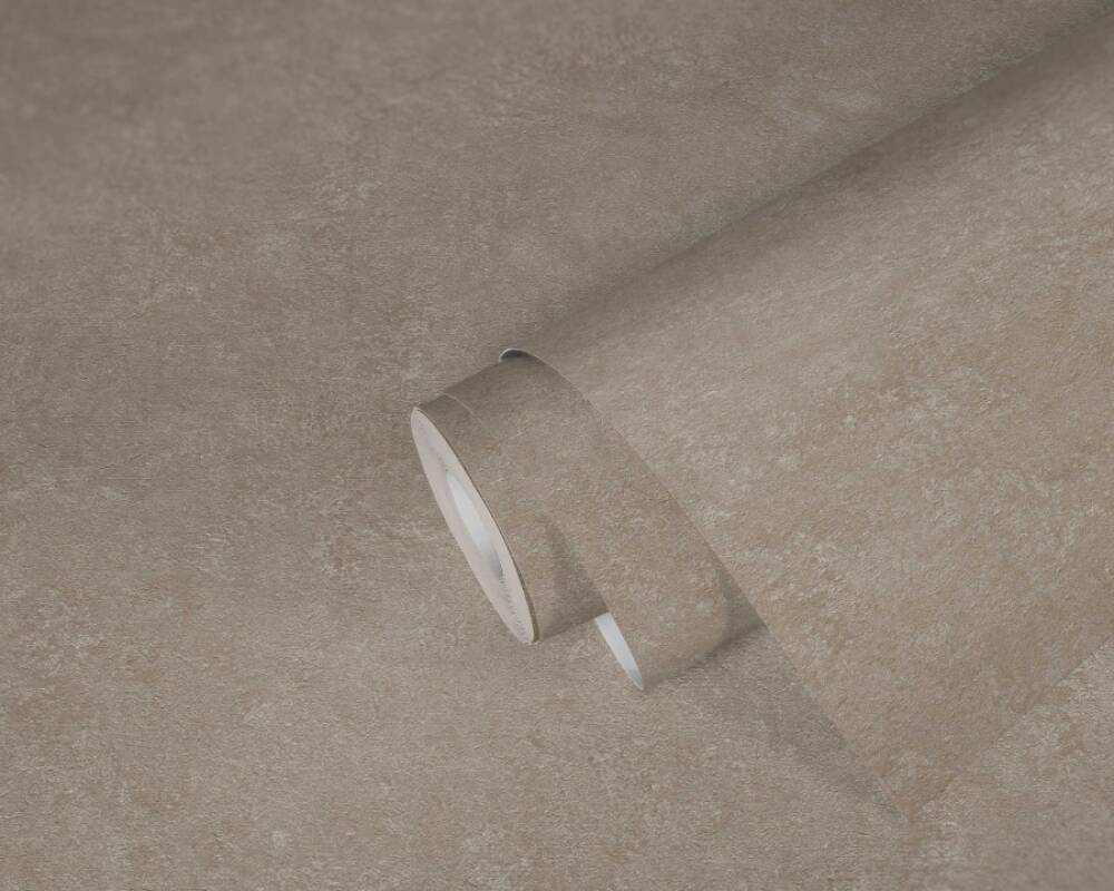 Vienkrāsainas tapete ar dekoratīva apmetuma rakstu, bēšas, 377451 AS Creation