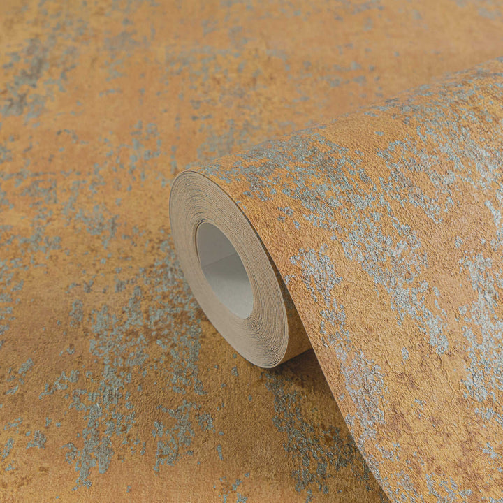 Vienkrāsainas tapetes ar apmetuma rakstu - oranžā krāsā - 786296 AS Creation