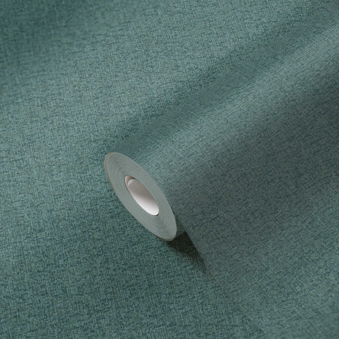 Vienkrāsainas tapetes ar auduma struktūru: zaļā, zilā, tirkīzā, 393542 AS Creation