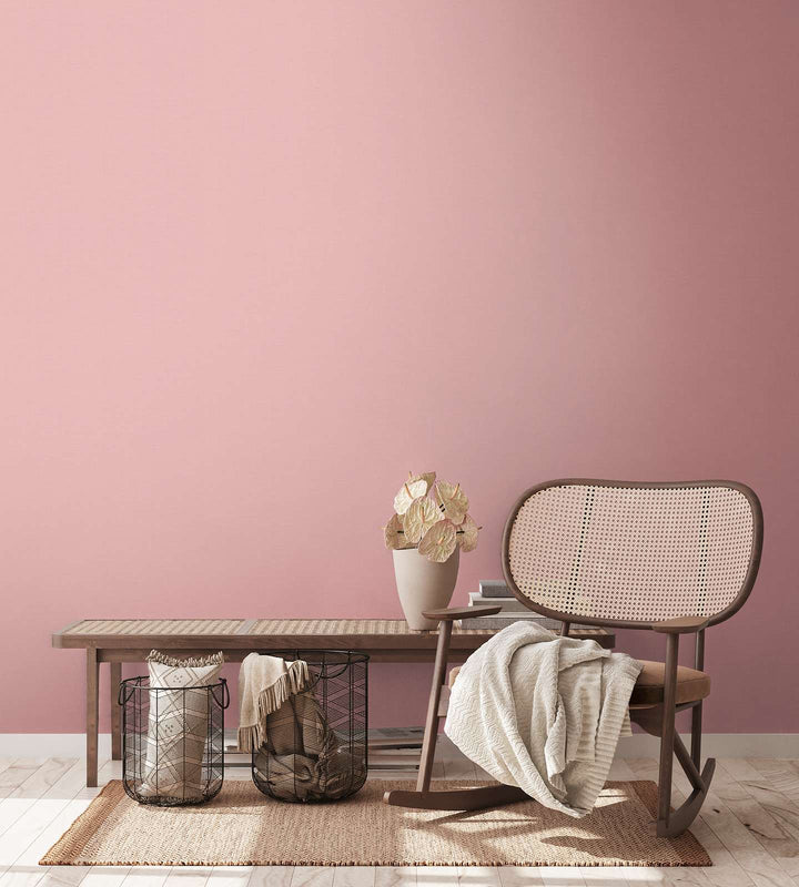Vienkrāsainas tapetes ar lina tekstūru: rozā krāsā, 389042 AS Creation